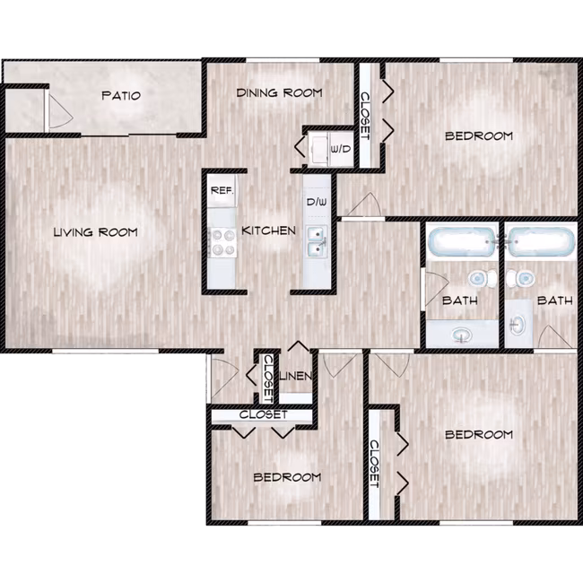 3 Bed 2 Bath 163701 floor plan